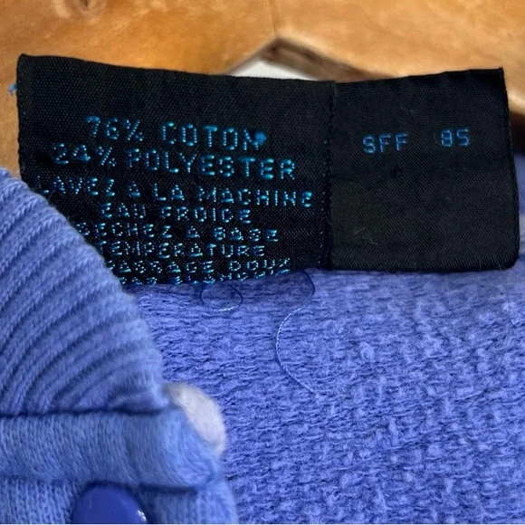 Vintage 85 Patagonia Womens 9 10 Sweatshirt Henley Snap Crew Pullover Indigo Top - Picture 9 of 16